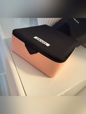 Prada Black and Blush Pink Beauty Pouch